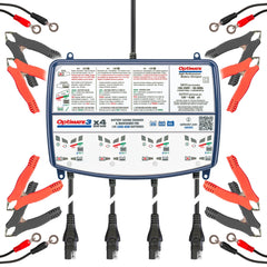 OptiMate3 front view with four banks for independent battery care.