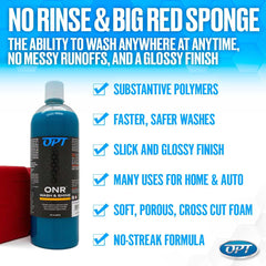 Optimum Big Red Sponge close-up ready for high surface-area rinseless cleaning