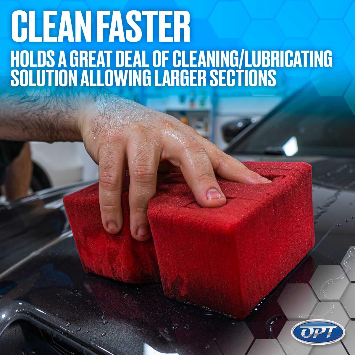 Optimum Big Red Sponge made in USA for durable detailing.