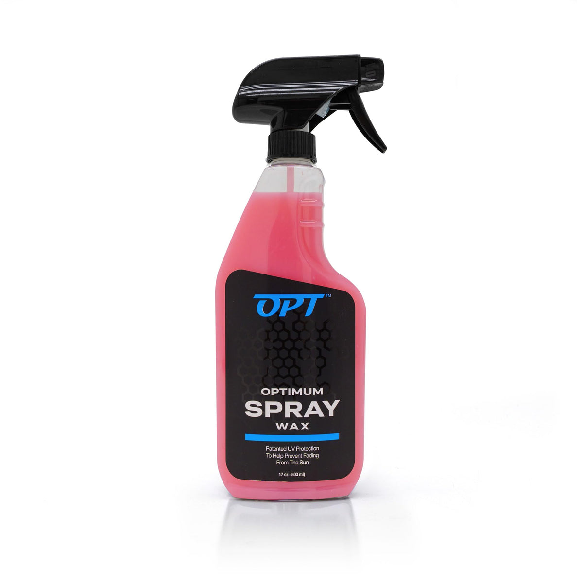 Optimum Car Wax spray bottle for fast, residue-free waxing.