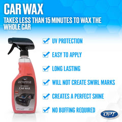Optimum Car Wax UV protection label highlighting long-lasting shield.