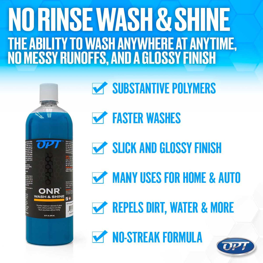 Optimum No Rinse Version 6 glass and paint protection during drying.