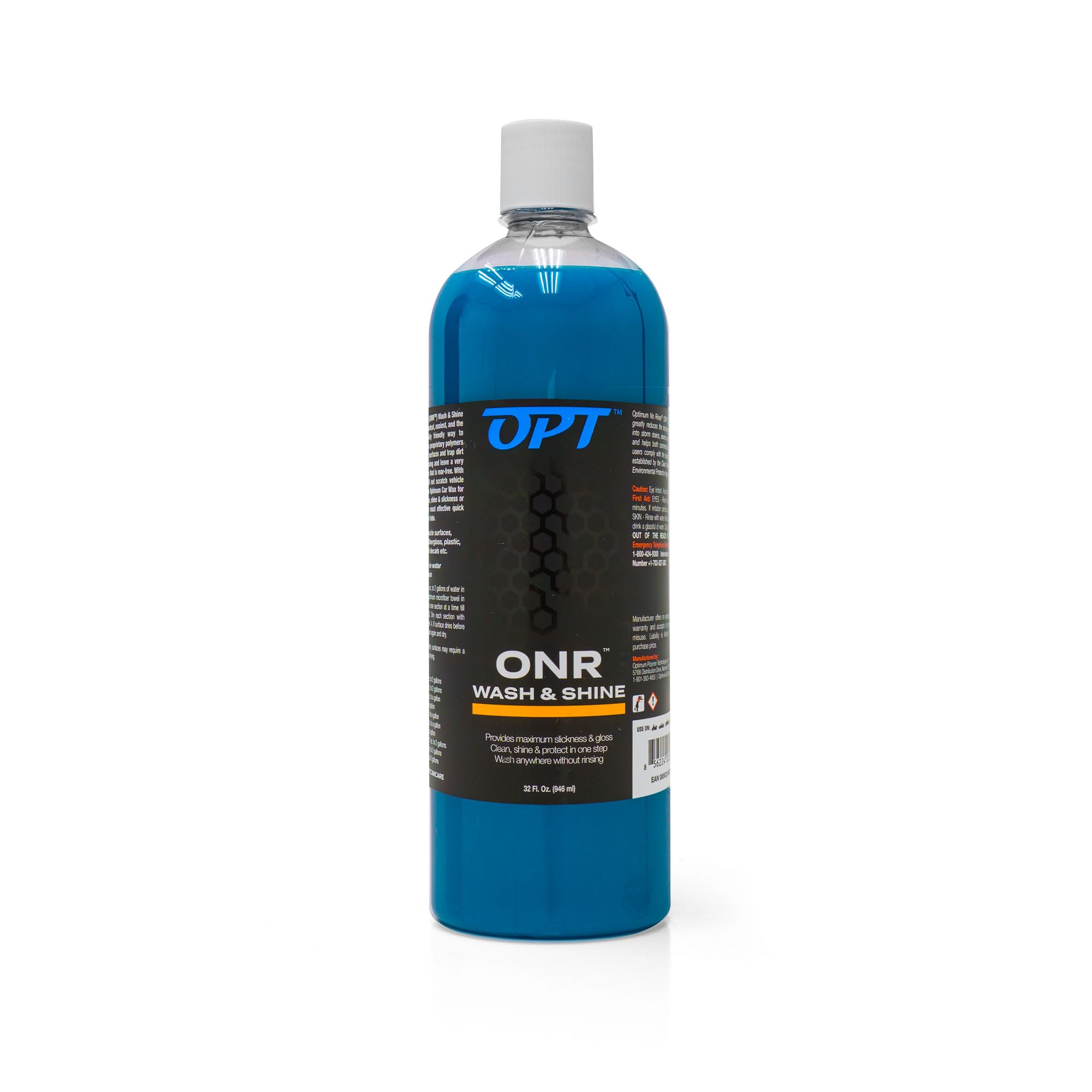 Optimum No Rinse Version 5 bottle pour enables controlled, eco-friendly car washing.