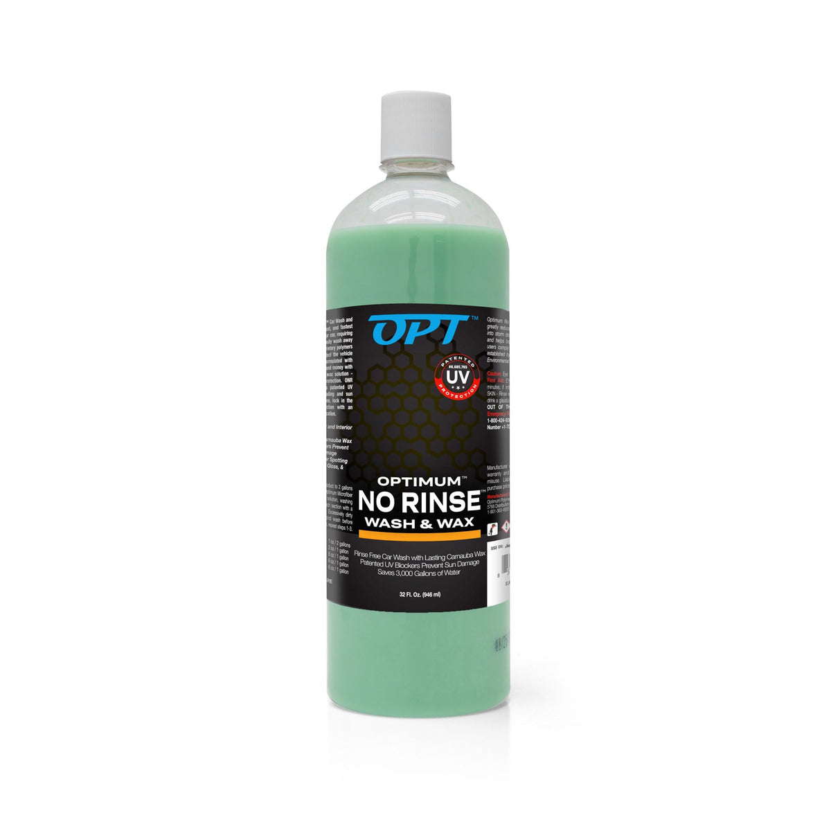 Optimum No Rinse bottle pour shows easy application with minimal water use.