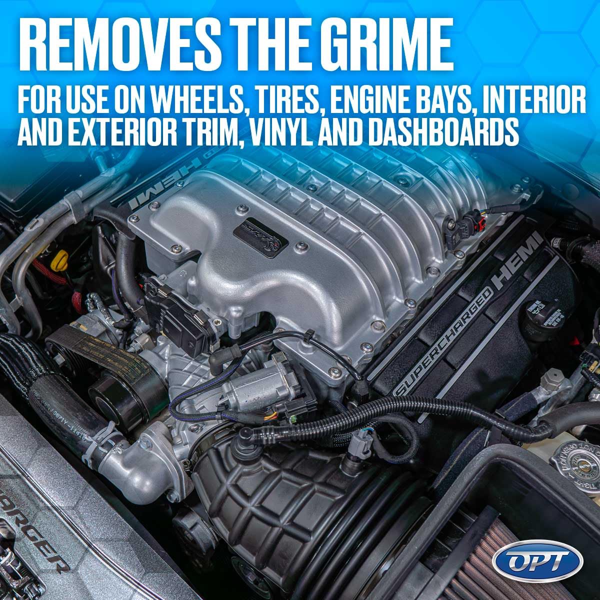 Power Clean used on boat, RV, or motorcycle surfaces to cut through grime.