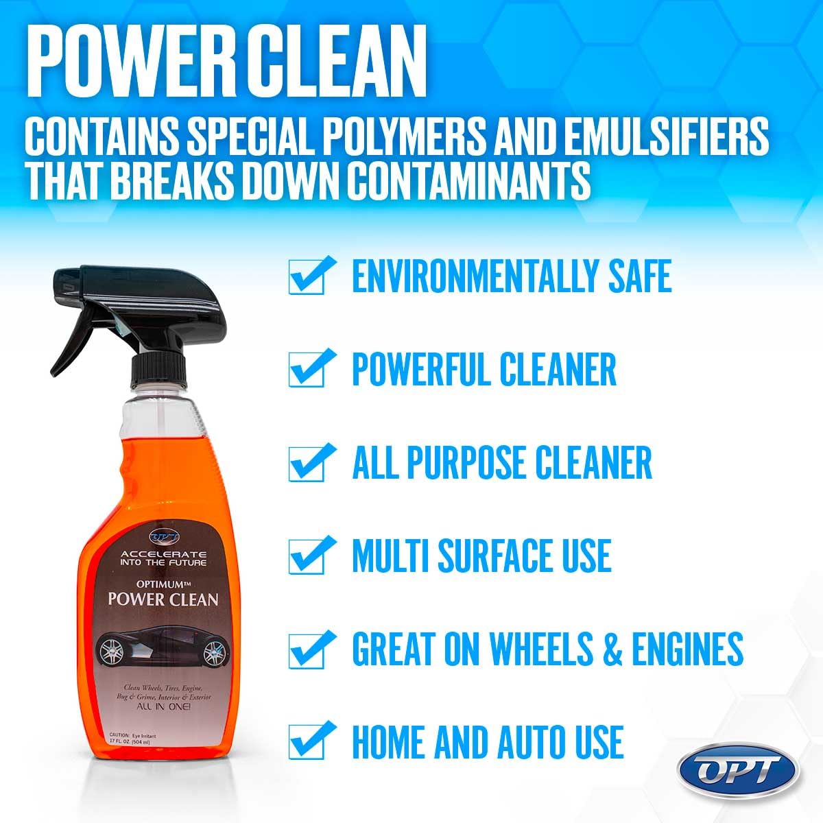 Optimum Power Clean applied to an engine bay for oily grime removal.