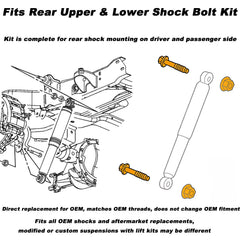 Opuiue rear shock bolt kit compatibility graphic shows versatile fit for 4x4 and 2WD configurations.