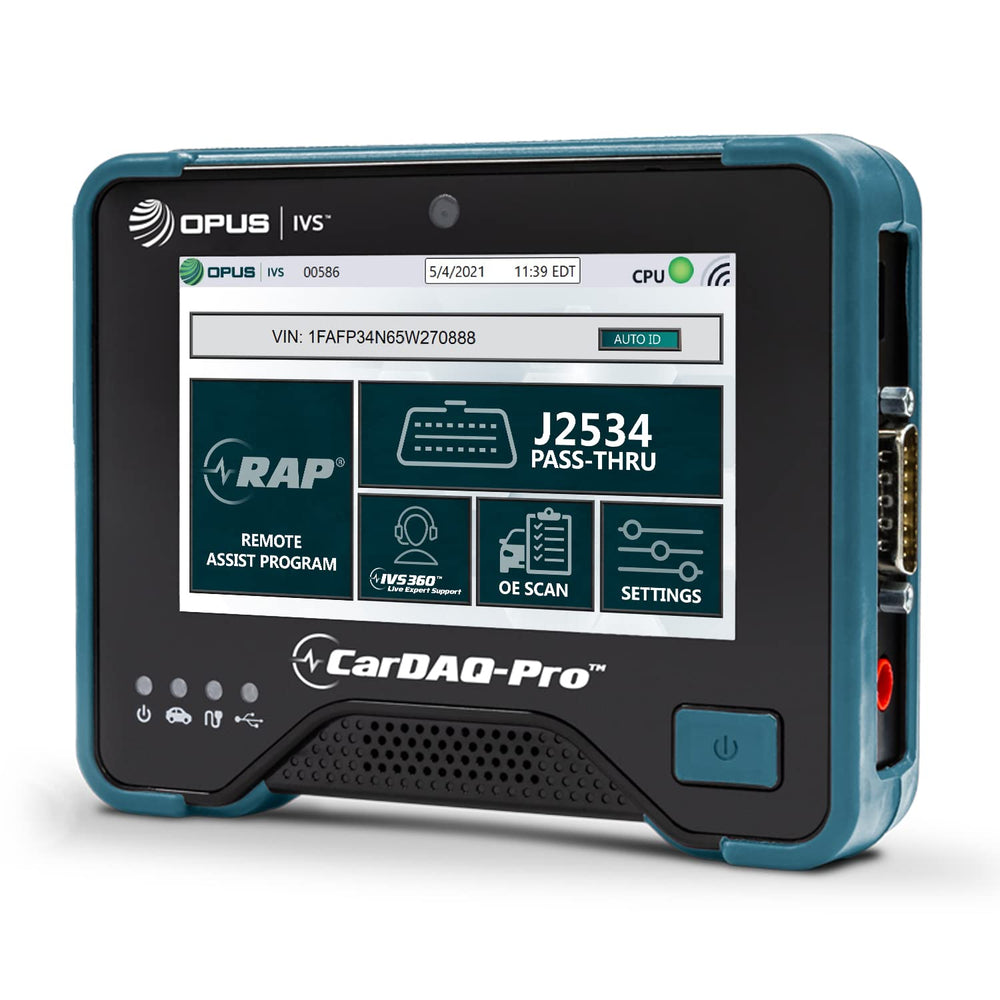 Opus IVS CarDAQ-Pro front panel for versatile J2534 programming and diagnostics.