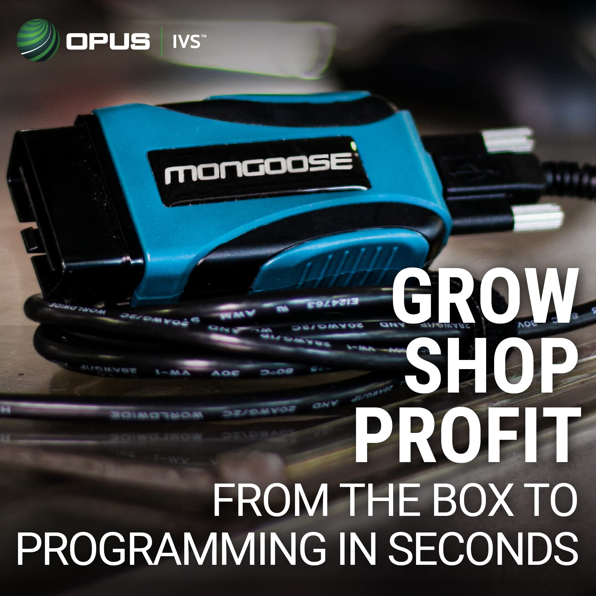 Opus IVS Mongoose-Plus packaging and award graphic for Motor Top 20 Tools 2021.