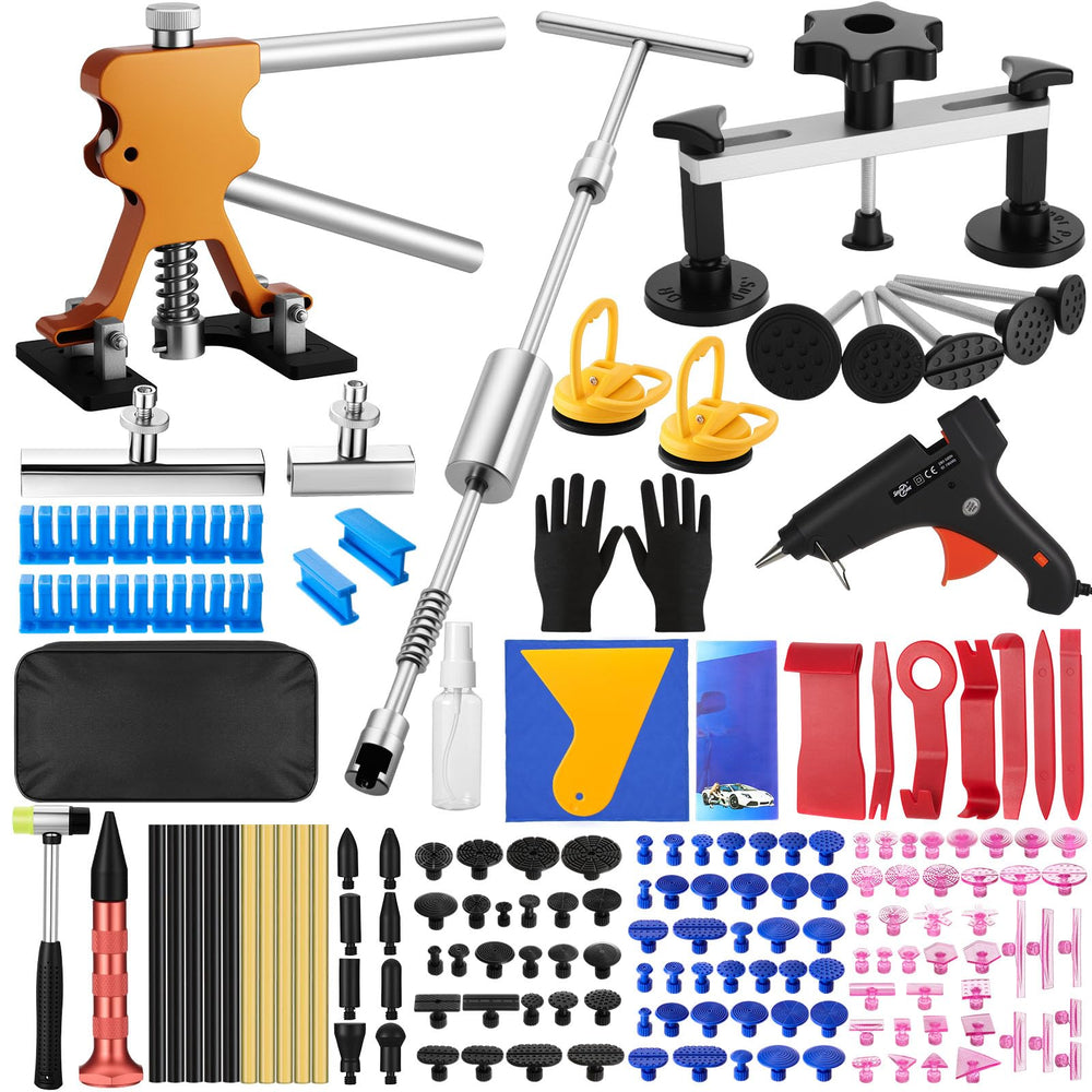 Oranqran 161Pcs car dent puller kit bridge puller on metal panel for DIY repair