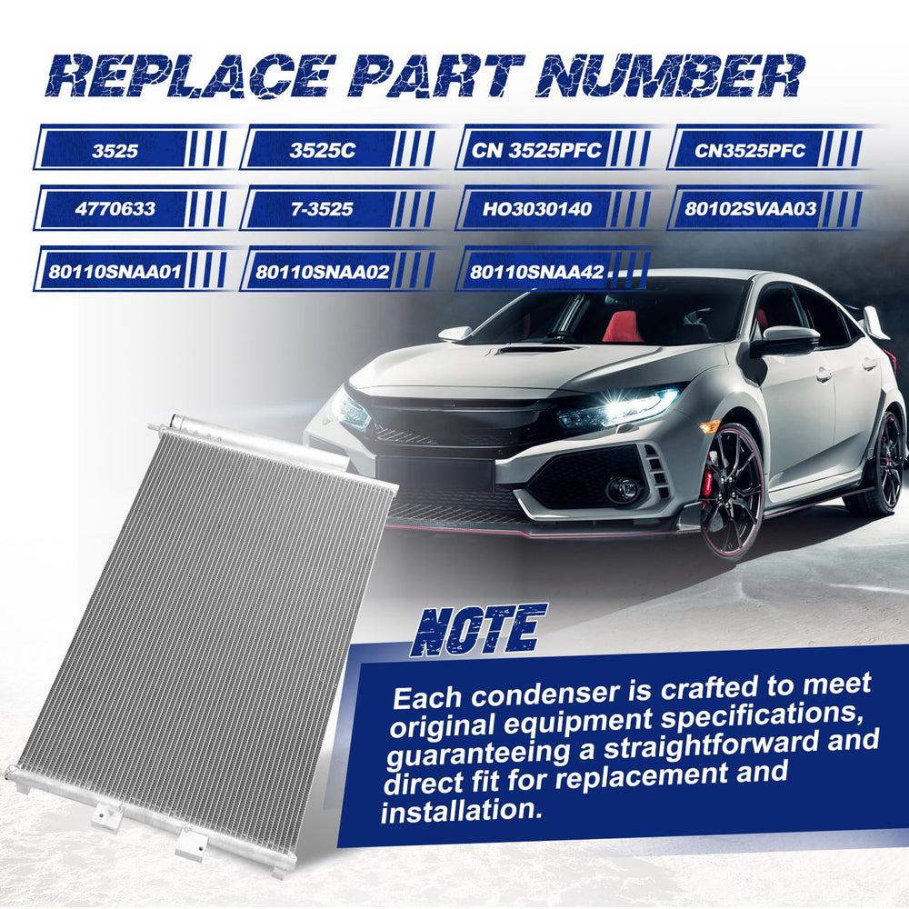 Orceed condenser for Acura CSX 2006-2011 front view emphasizes compatible mounting