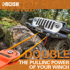 ORCISH 10-Ton Snatch Block in use with rope demonstrating pull direction change