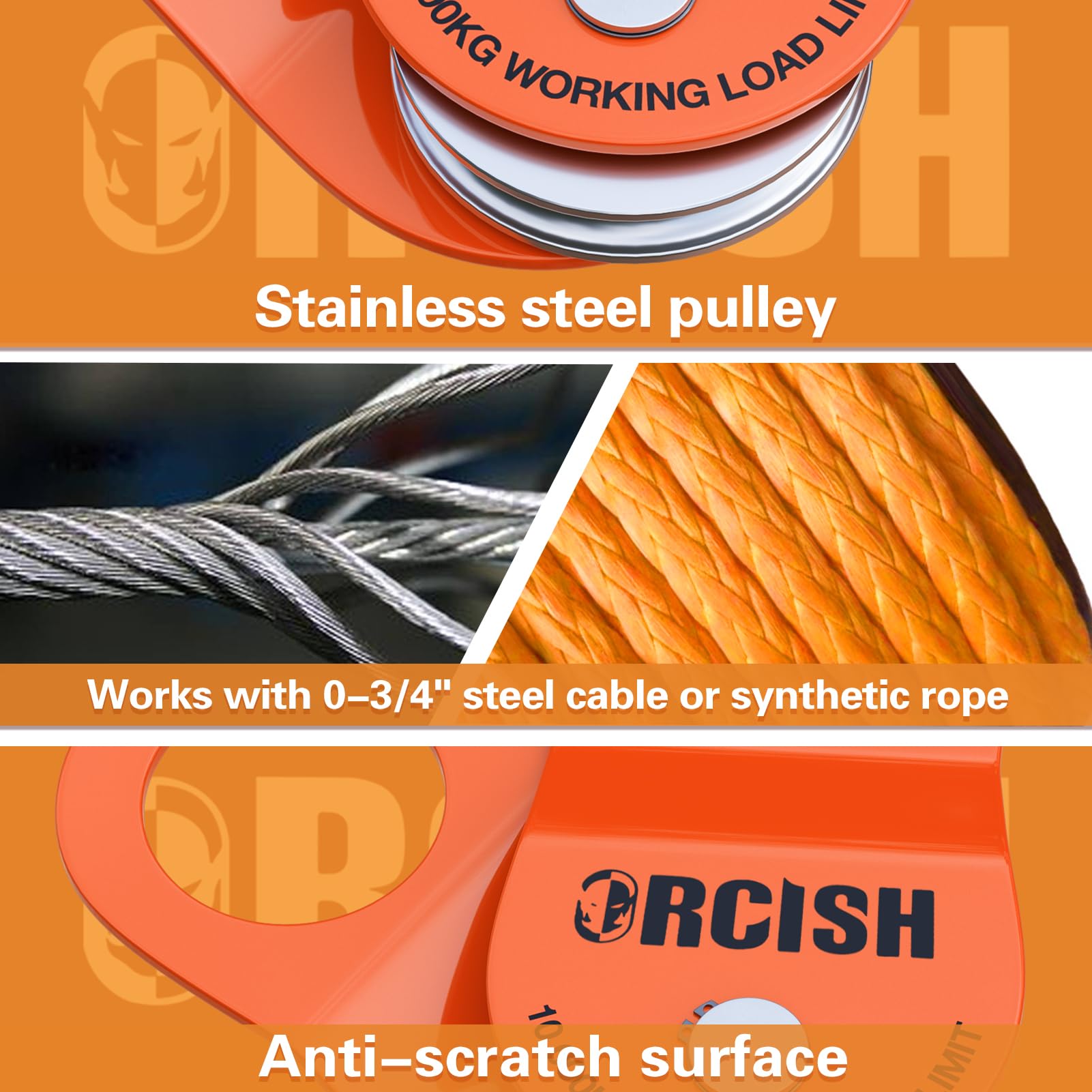 ORCISH 10-Ton Snatch Block top view reveals compact profile for mounting