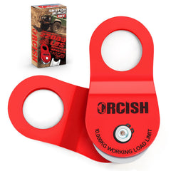 ORCISH snatch block in action showing 22k-lbs capacity for heavy recovery.