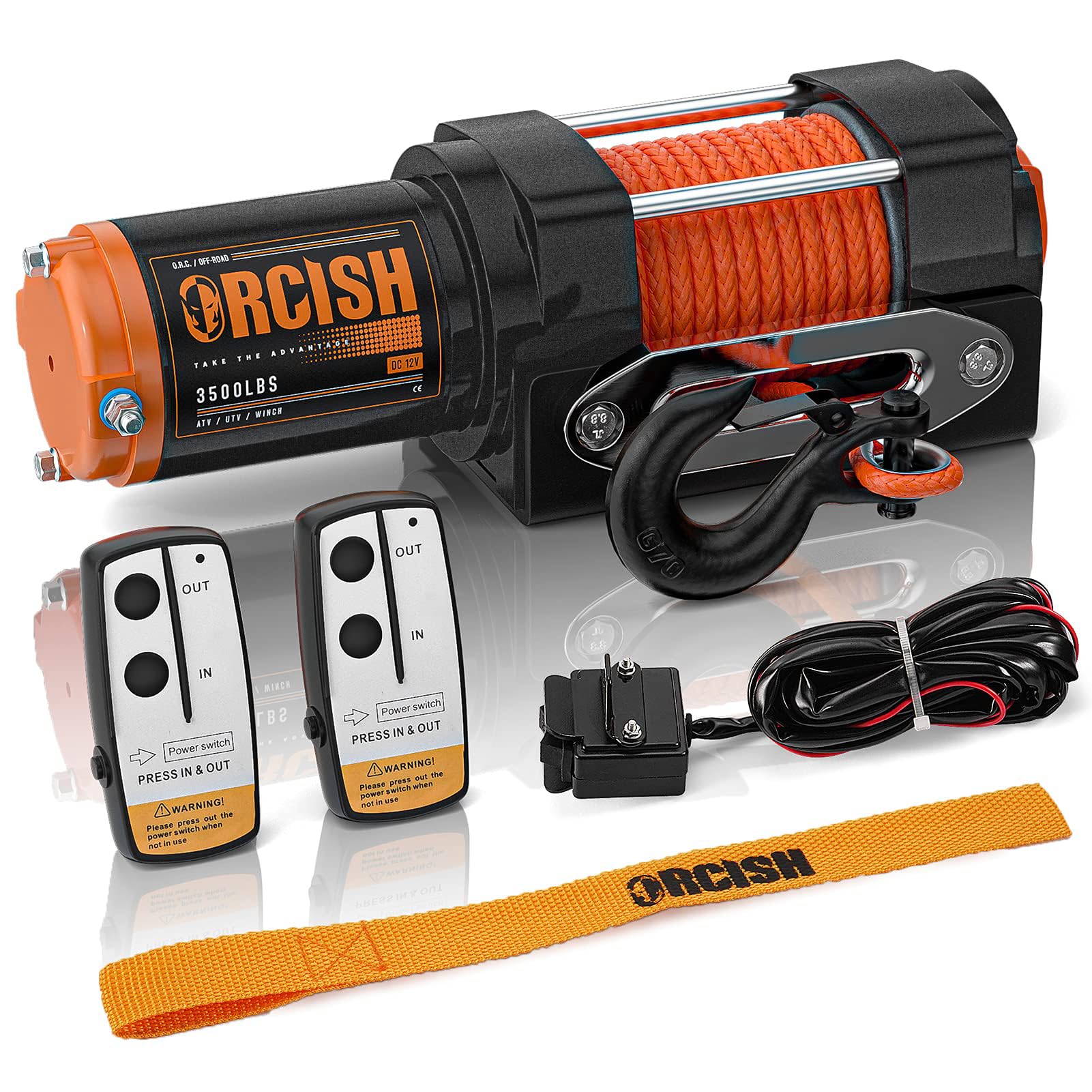 ORCISH 3500lb winch motor with high torque for rugged ATV recovery