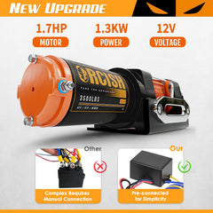 ORCISH 3500lb winch planetary gear enables smooth pulls under load