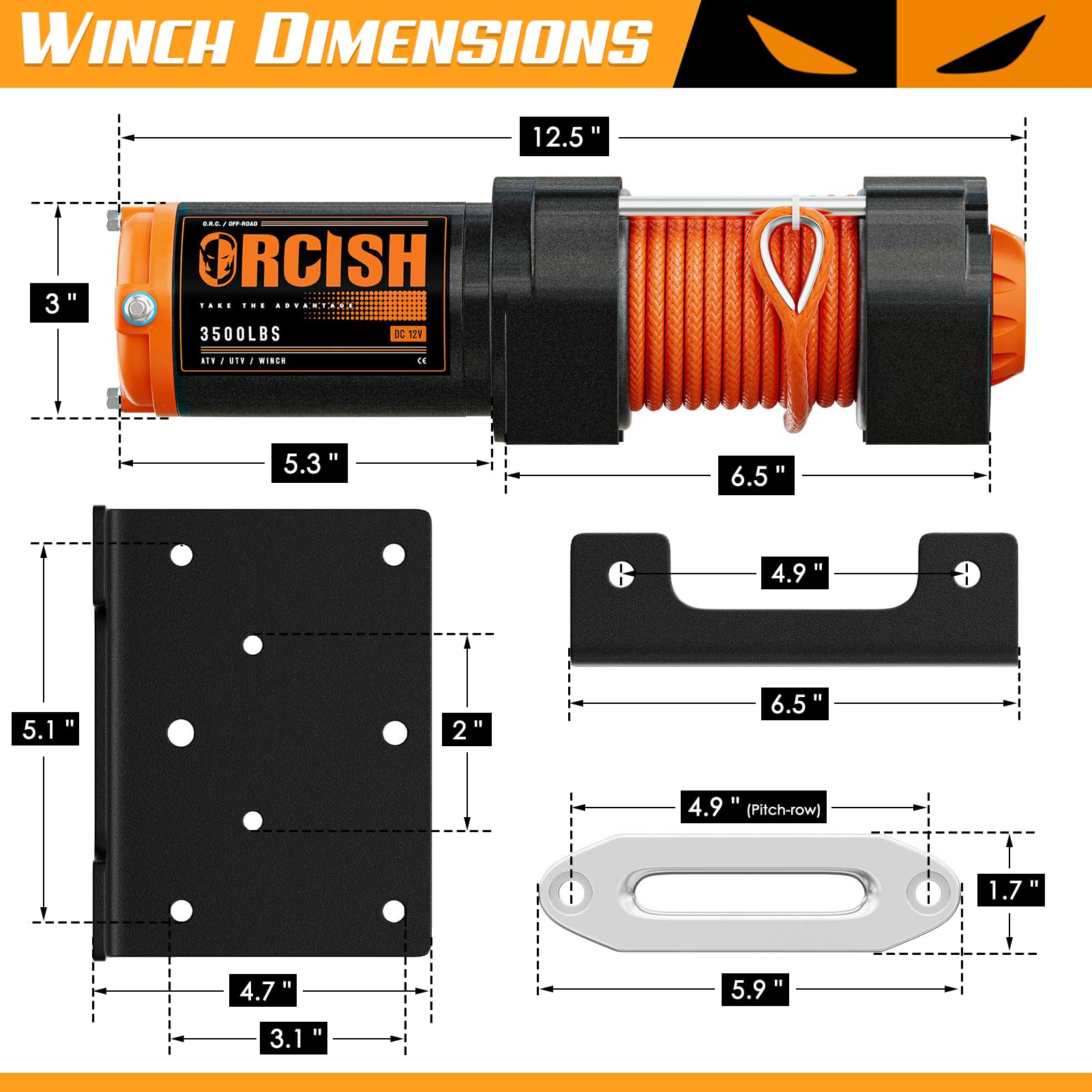 ORCISH 30.2 ft synthetic rope reduces stretch for stable pulls