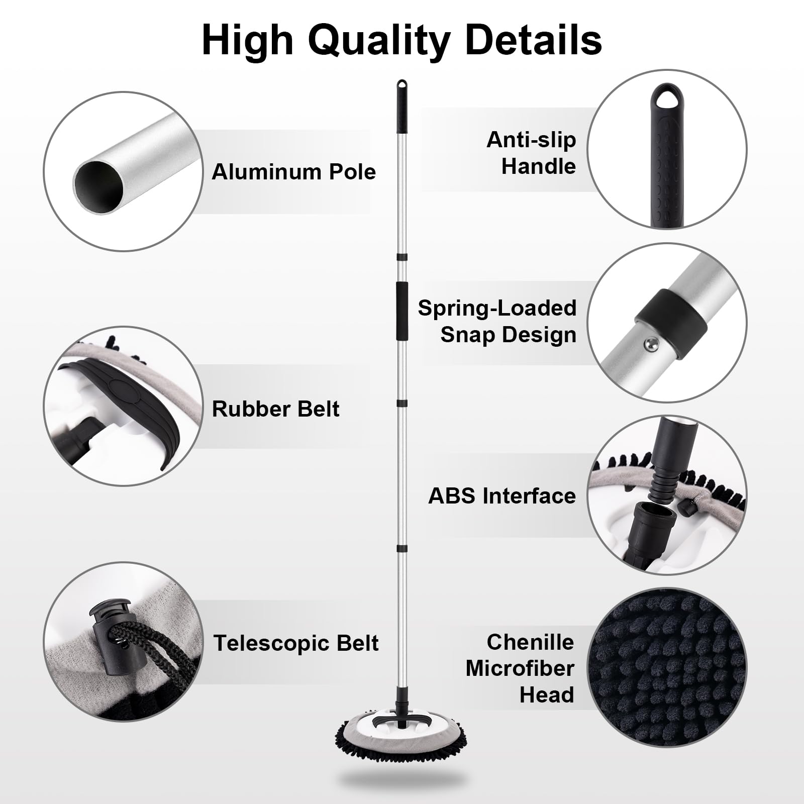 Ordenado 180-degree rotating mop head for flexible cleaning angles.
