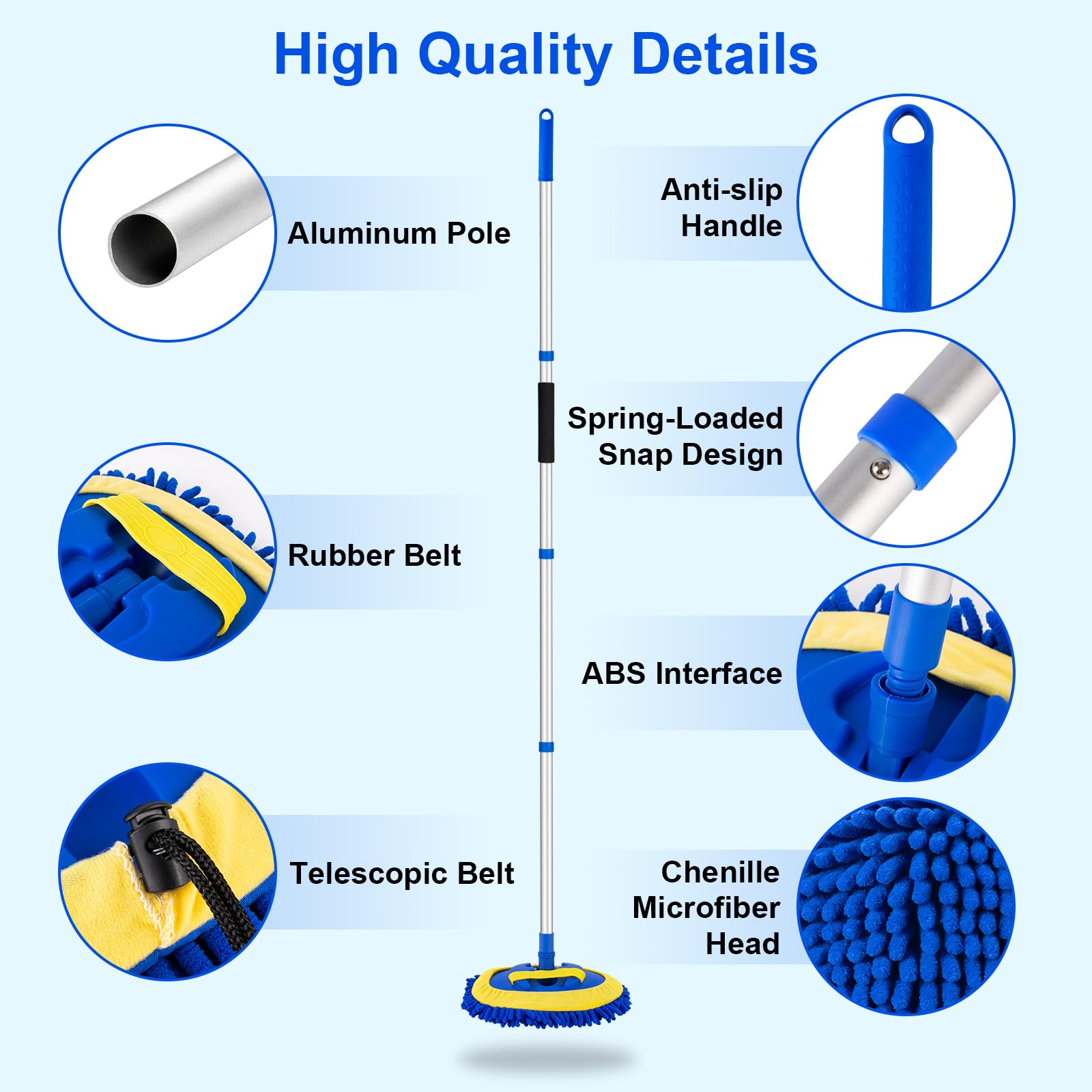 Ordenado aluminum cleaning rods resist rust for indoor and outdoor use.