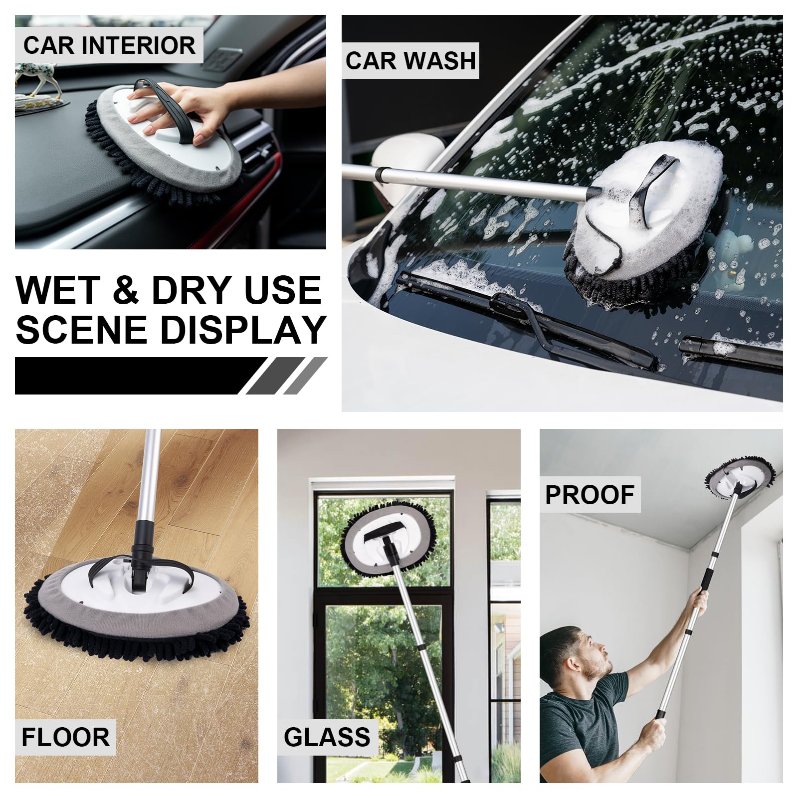 Ordenado anti-slip handle and secure locking improve control during washes.