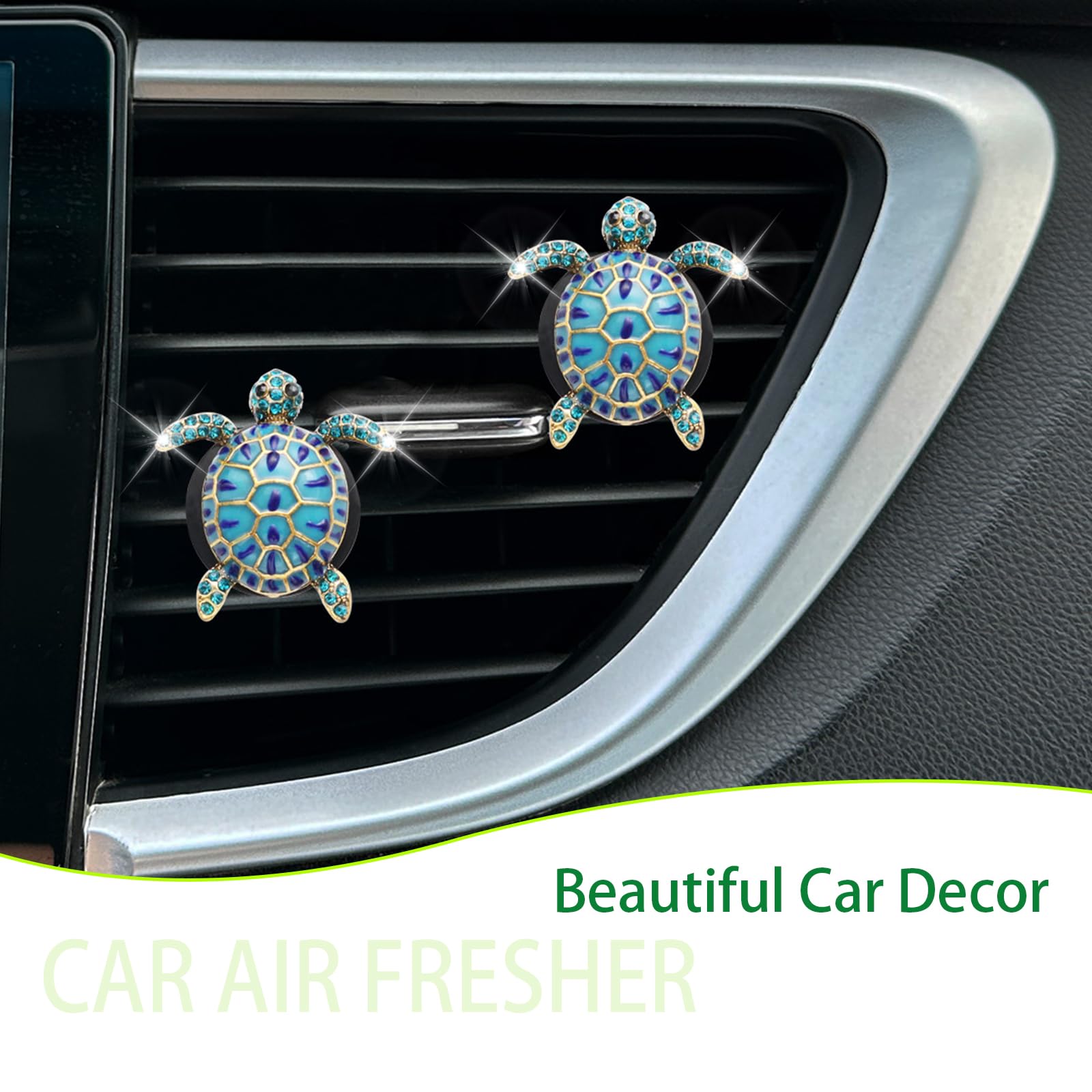 Oriesse blue turtle car decor accents your interior style while keeping vents organized