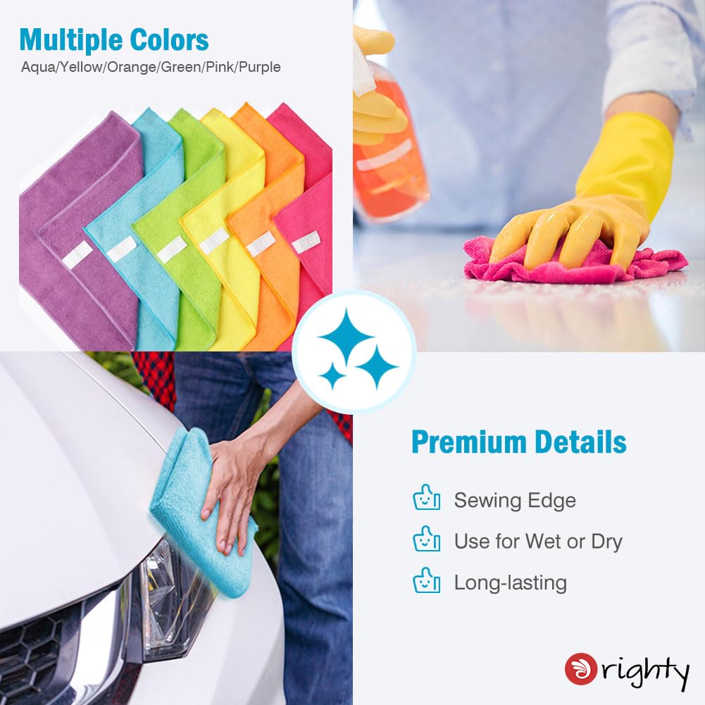 Orighty soft-touch cleaning cloths for car surfaces.