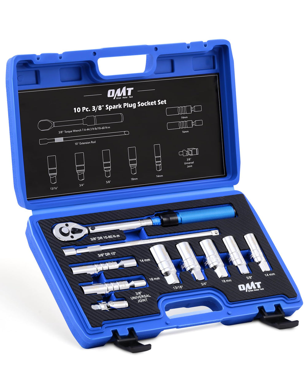 Orion Motor Tech 10pc spark plug socket set with magnetic 12-point sockets for easy plug removal
