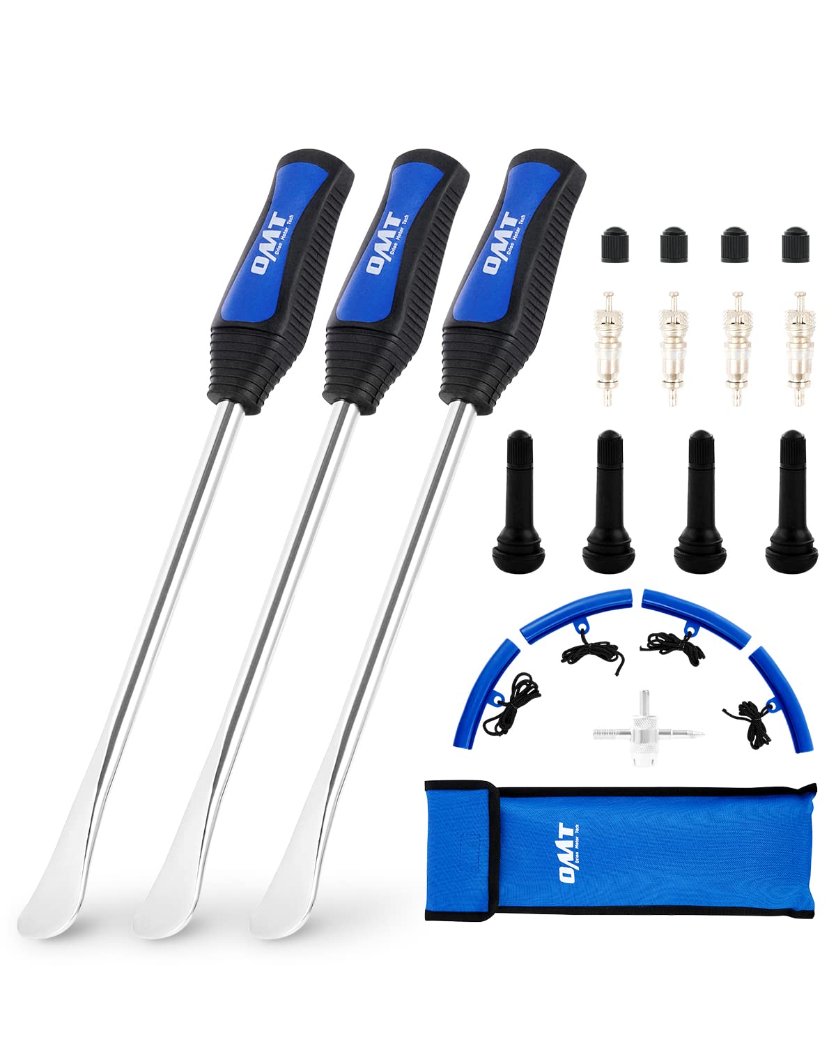 Orion Motor Tech 11.5-inch tire spoon kit in use for motorcycle tire removal with extra leverage