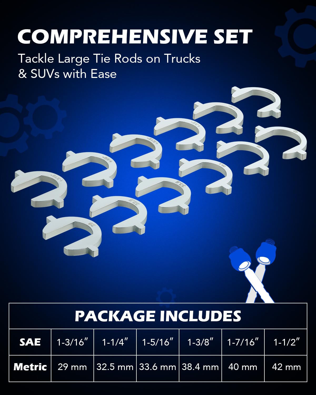 Orion Motor Tech 12 crowfoot adapters cover SAE and metric sizes.