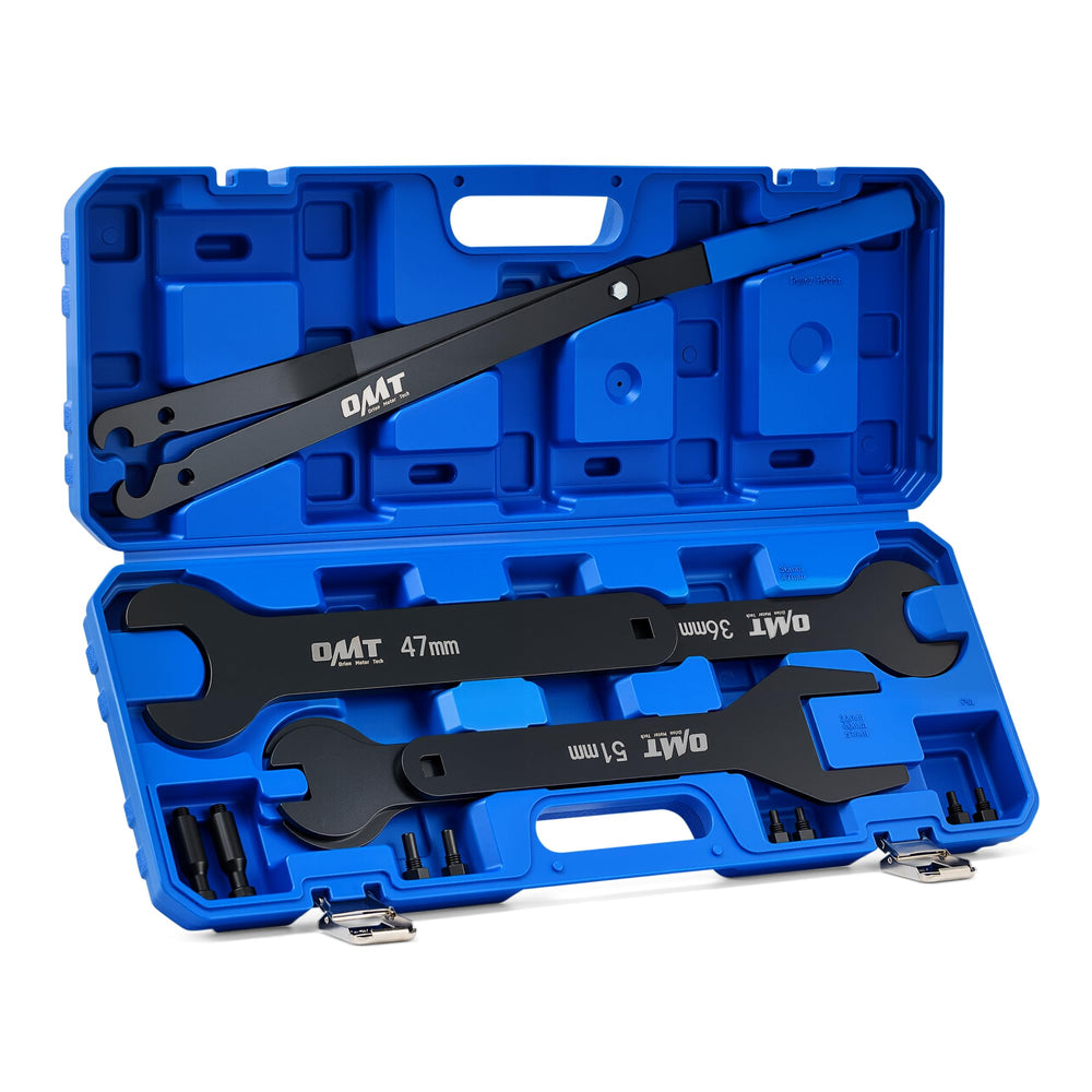 Orion Motor Tech 15pc fan clutch wrench set in a rugged case for versatile truck maintenance