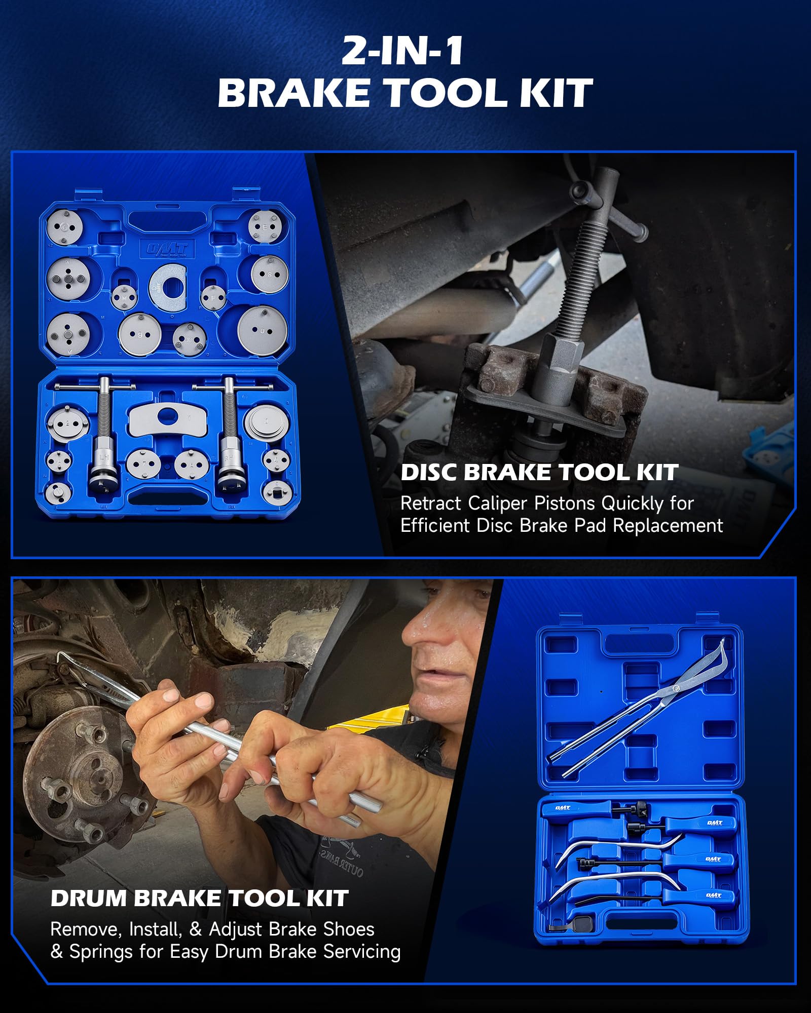 Orion Motor Tech caliper wind-back tool in use for efficient brake work