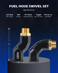 Orion Motor Tech 34-inch NPT threading demonstrates compatibility with 3/4 inch fuel hoses