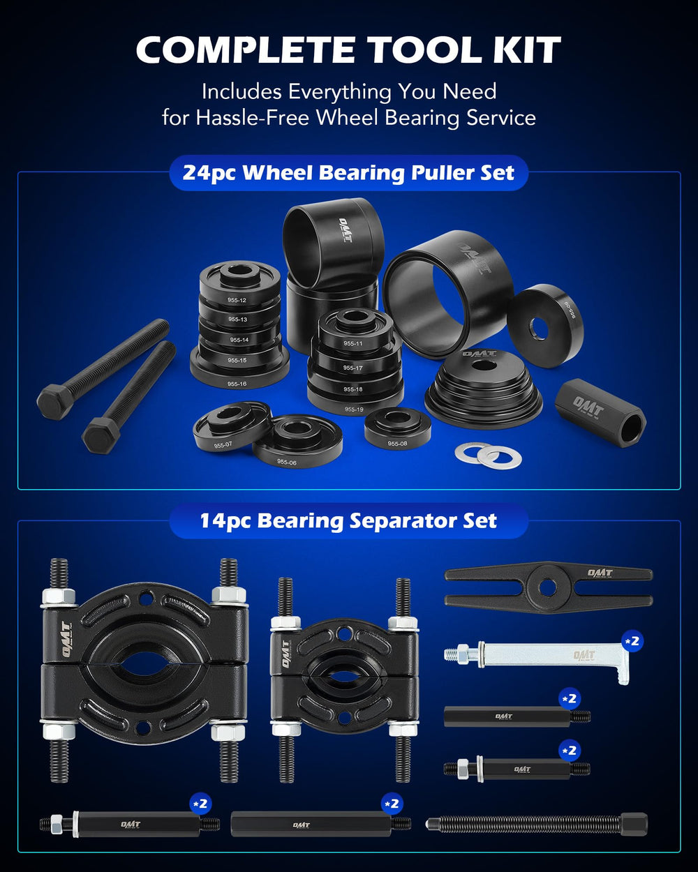 Orion Motor Tech sleeves and bushings organized for versatile compatibility