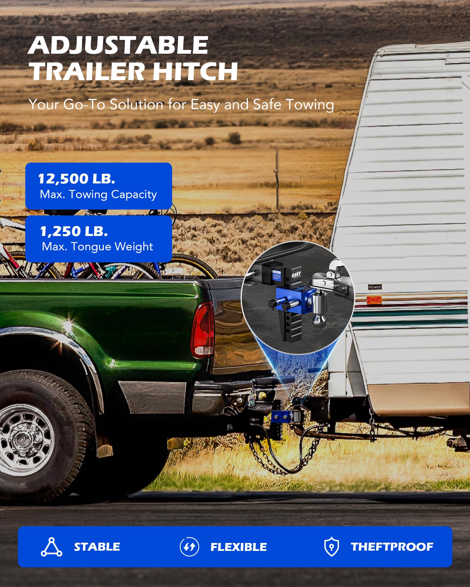 Orion Motor Tech 8,000 lb 2-inch ball handles lighter to mid-weight tows.