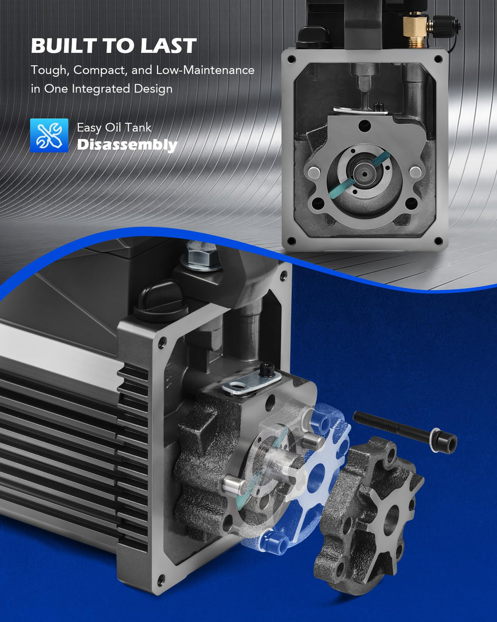 Orion Motor Tech A2L vacuum pump with oil-mist cap reduces spray in workspaces