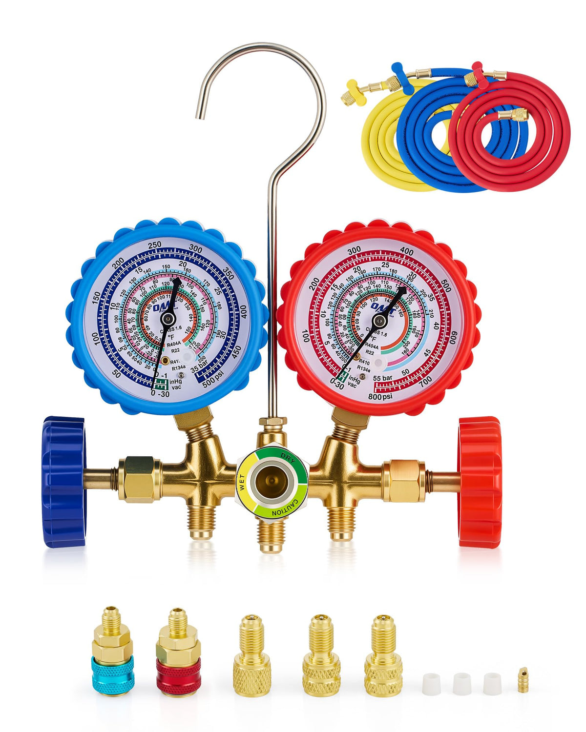 Orion Motor Tech 3-way gauge close-up with precise oil-filled readings
