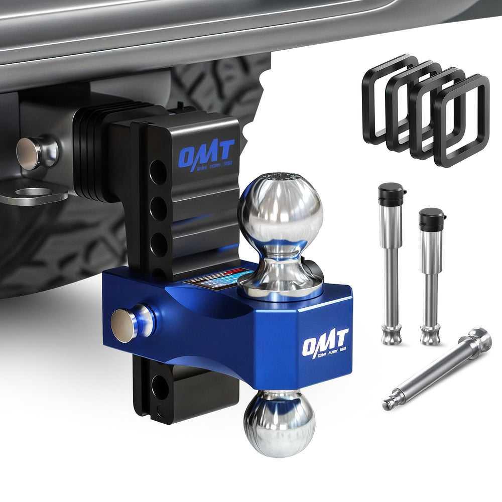 Orion Motor Tech adjustable trailer hitch in use on a pickup for flexible towing.