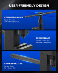 Orion Motor Tech multiple anvils and pins enabling versatile chain sizes.