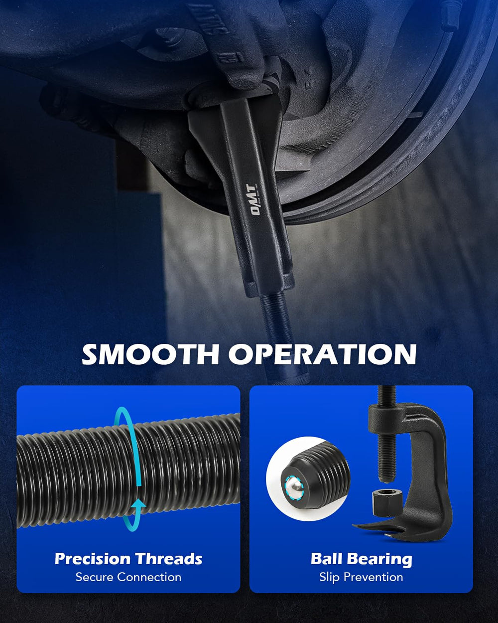Orion Motor Tech ball joint separator assembly image shows precision threads.