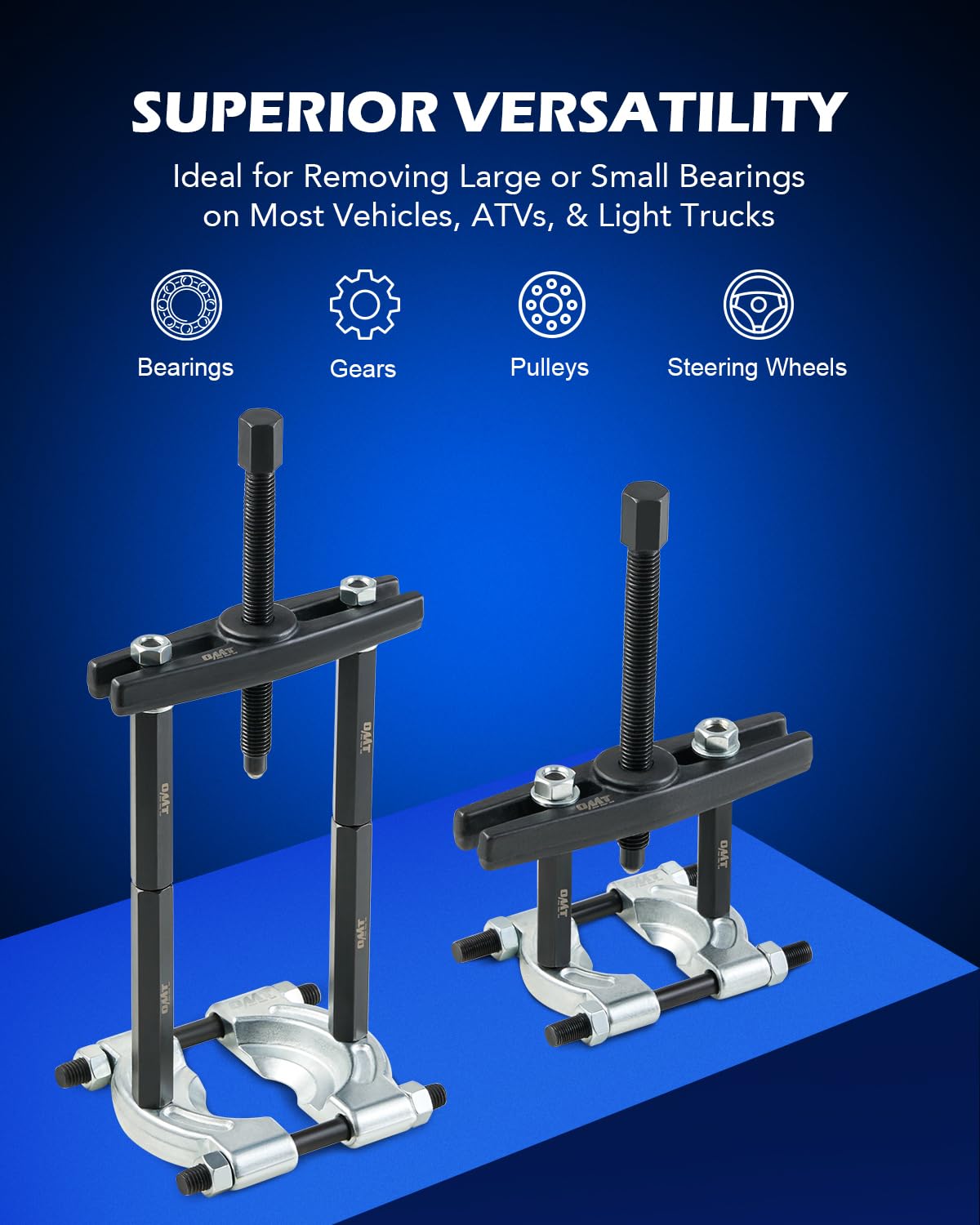 Orion Motor Tech 2-inch bearing separator jaw enabling tight space access.