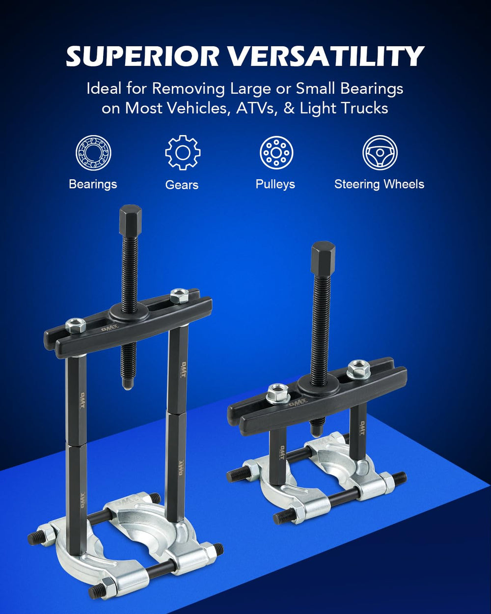 Orion Motor Tech 2-inch bearing separator jaw enabling tight space access.