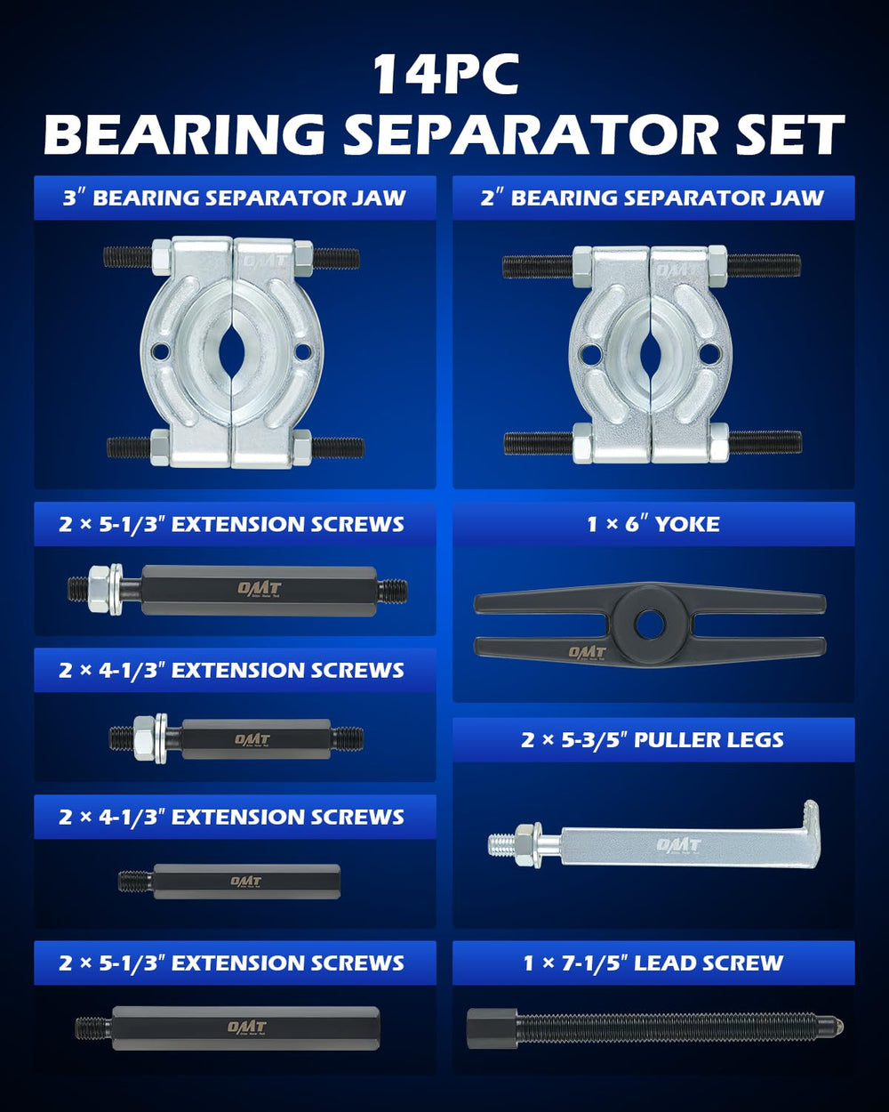 Orion Motor Tech 3-inch bearing separator jaw, designed for heavy-duty removal.
