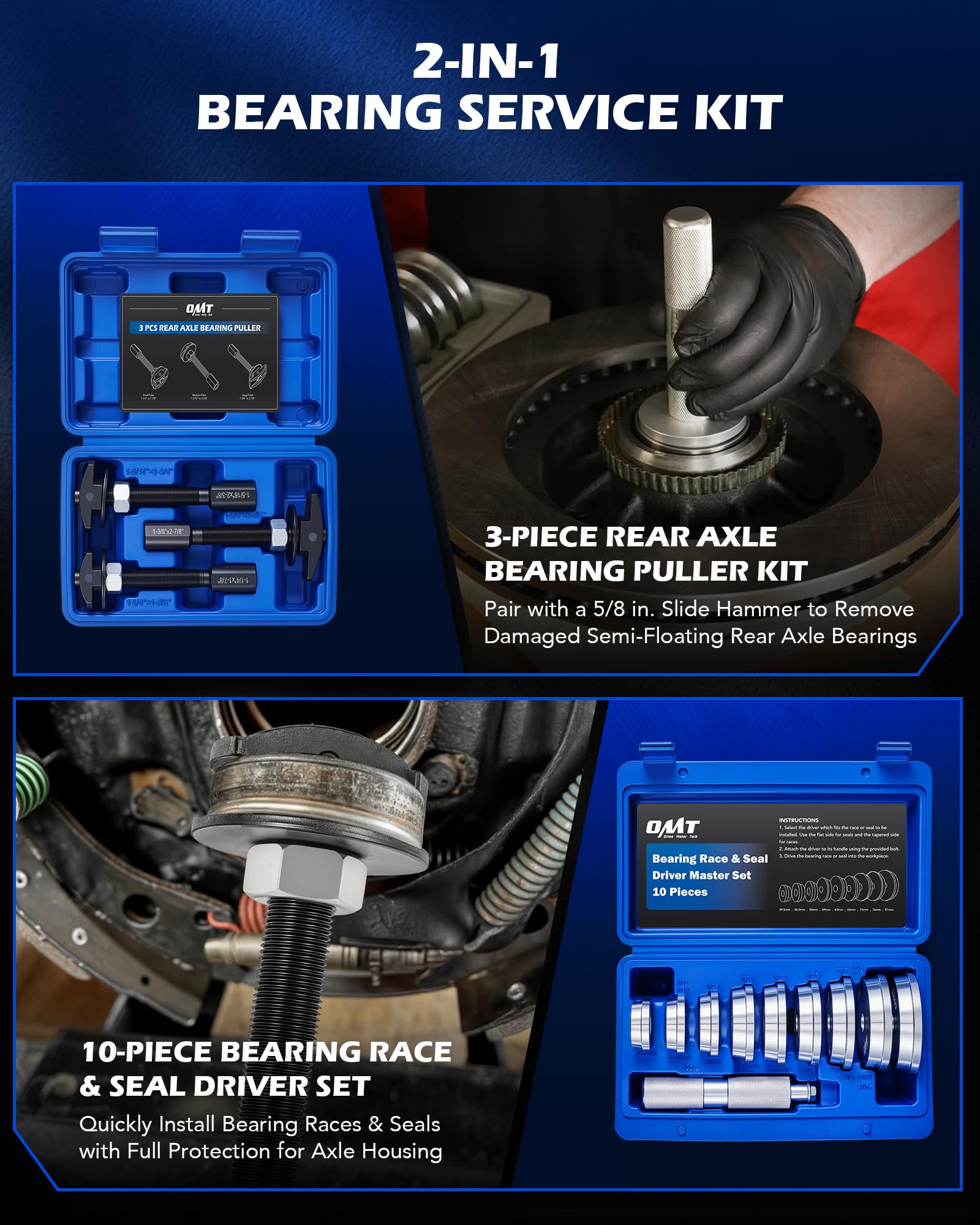 Orion Motor Tech driver discs for seal and race installation, enabling precise seating.