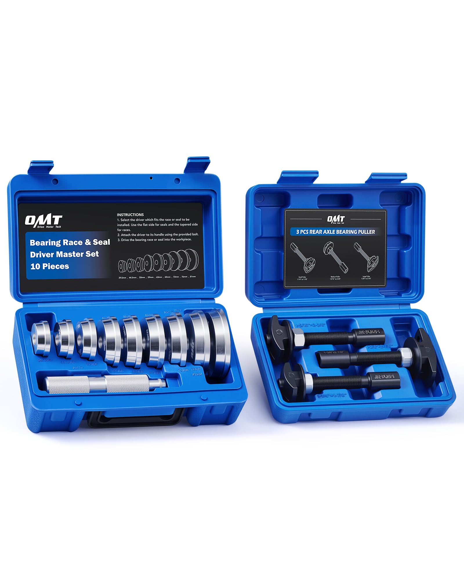 Orion Motor Tech bearing service kit pullers for easy rear axle bearing removal in tight spaces.