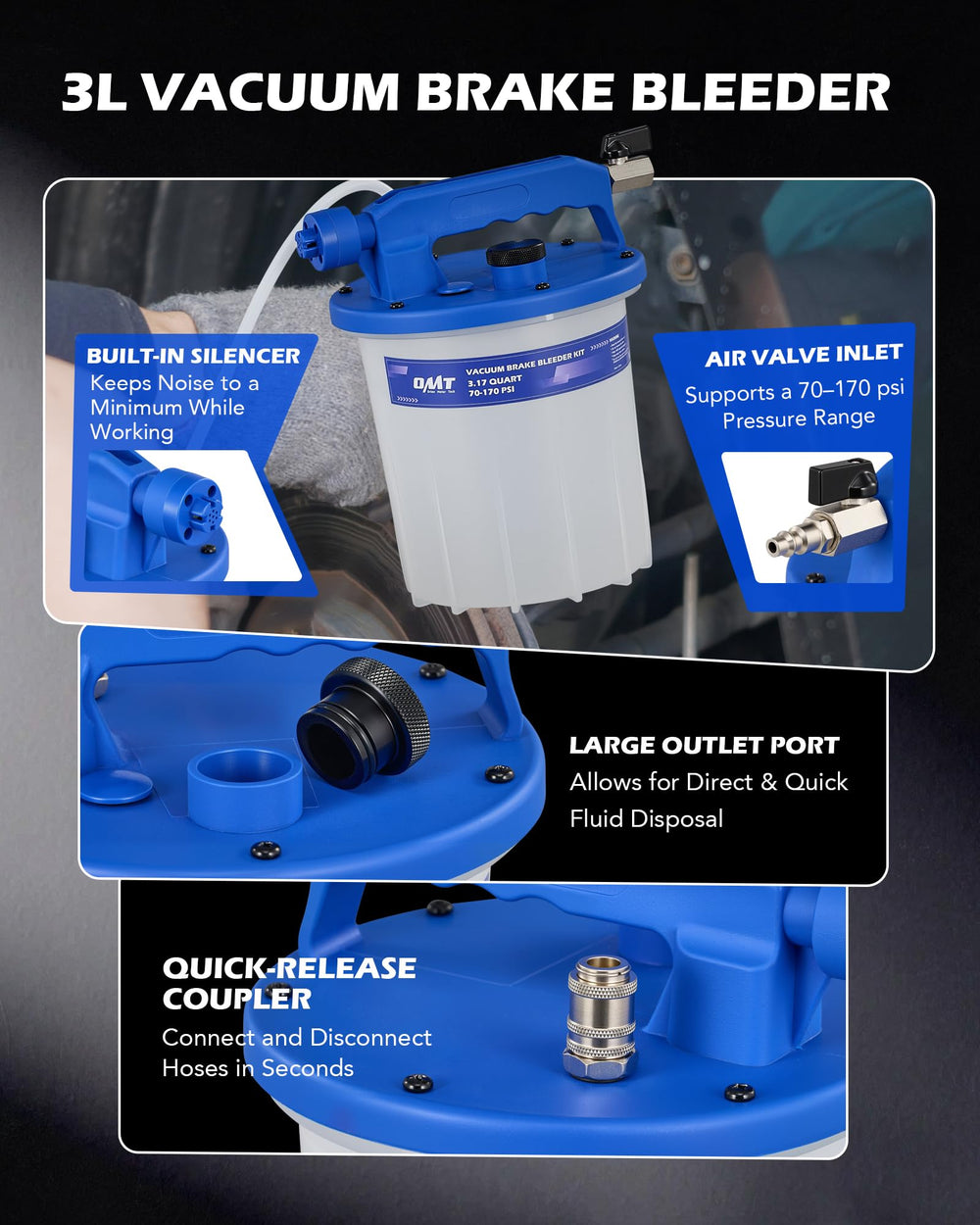 Orion Motor Tech bleed hose set with flexible connections for easy installation.