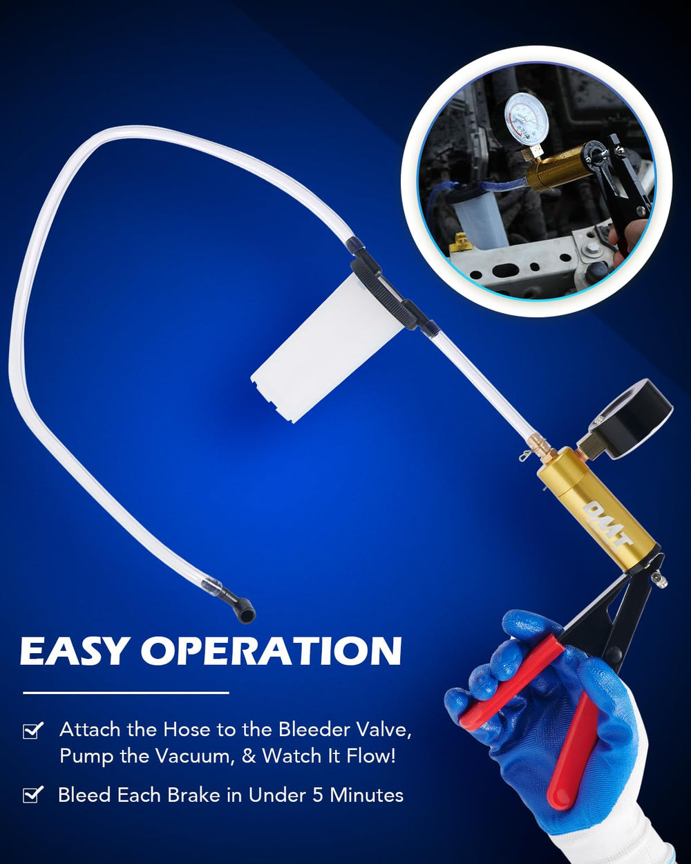 Orion Motor Tech hand pump with gauge ready for solo bleeding.