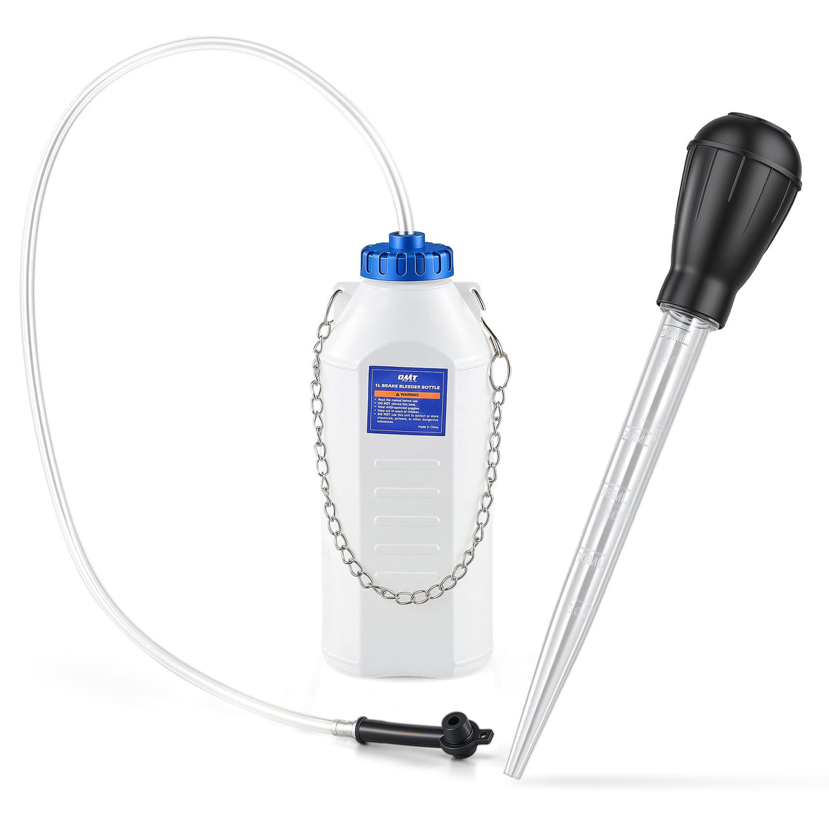 Orion Motor Tech brake bleeder bottle 1l in action for solo bleeding