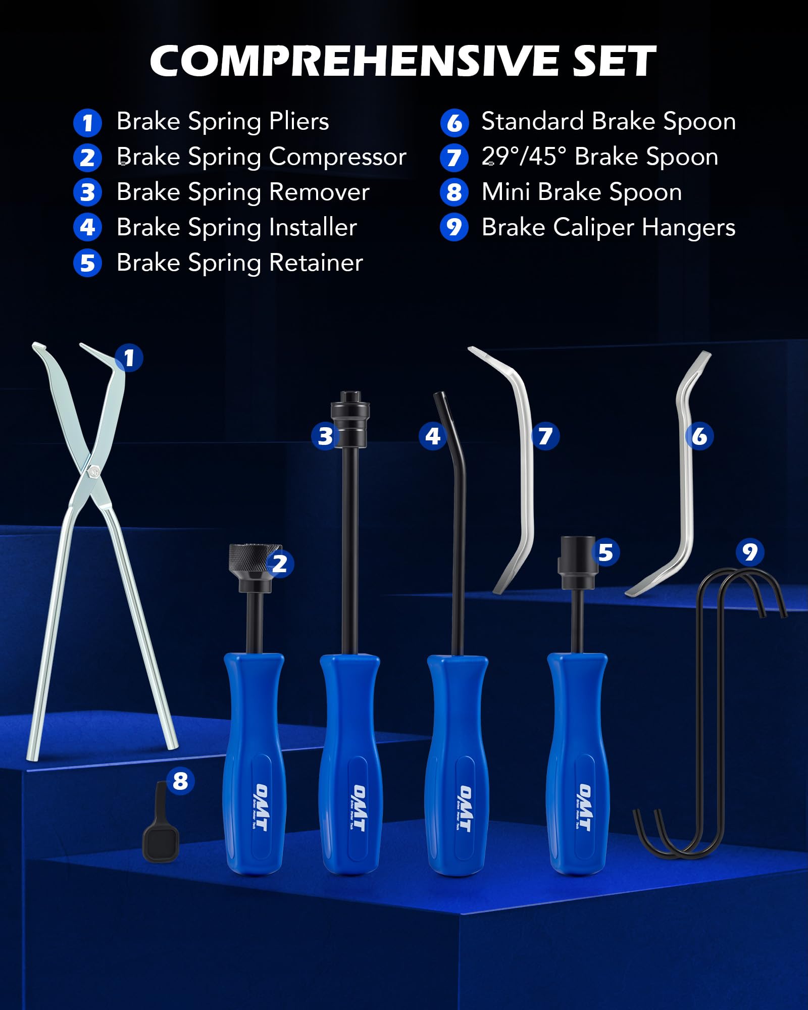 Orion brake spring adjusting spoon angled reaches tight spots during service.