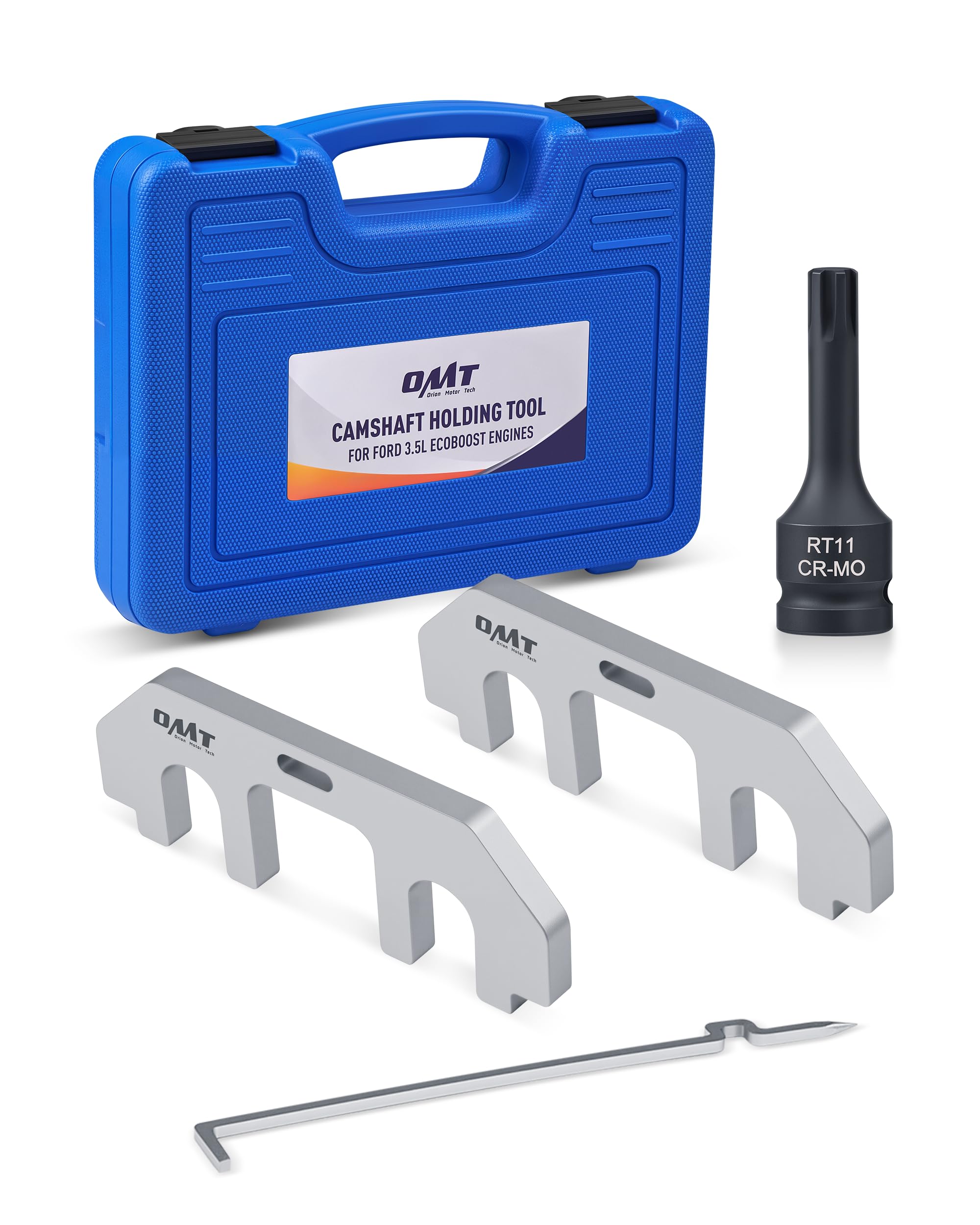 Orion Motor Tech camshaft holding tool, top view, enabling precise timing alignment.