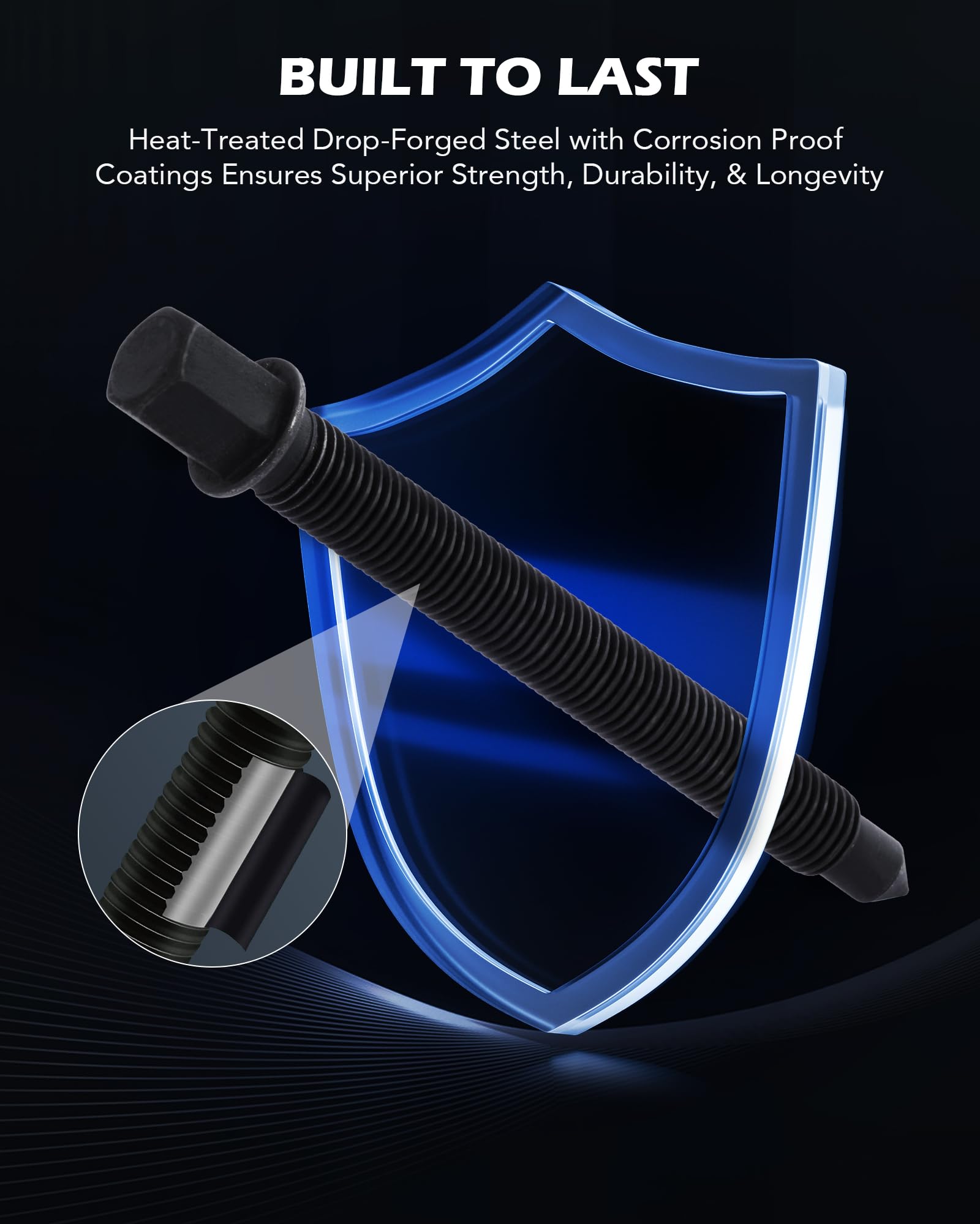 Orion Motor Tech carbon steel tool set delivers long-lasting strength.